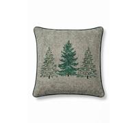 Homescapes Chenille Feel Christmas 3 Trees Throw Cushion - 45 X 45 Cm In Grey Grey