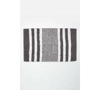 Homescapes Charcoal Chenille Stripe Bath Mat 100% Cotton, 50 X 80 Cm
