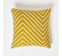 Chevron Mustard Yellow Tufted Cotton Cushion 45 x 45 cm