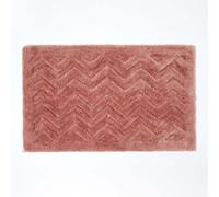 Homescapes Chevron Pattern Thick Dusky Pink Bathmat