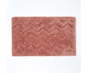 Homescapes Chevron Pattern Thick Dusky Pink Bathmat