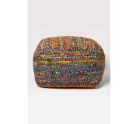 Homescapes Multicolour Chindi Design Bean Filled Pouffe Large 60 X 60 X 30 Cm