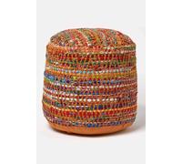 Homescapes Red And Multi-Colour Chindi Design Circular Bean Filled Pouffe