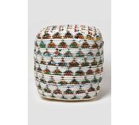 Homescapes Chindi Design Small Square Beanbag Style Footstool In Cream Cream