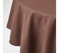 HOMESCAPES Brown Table Cloth, Plain Cotton Round Tablecloth, Handcrafted & Durable Dining Table Cover with Hem Stitch, Hypoallergenic, Washable, Chocolate Brown - 178cm