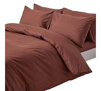 HOMESCAPES Chocolate Brown Pure Egyptian Cotton Duvet Cover Set Double 200 TC 400 Thread Count Equivalent 2 Pillowcases Included Quilt Cover Bedding Set