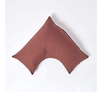 HOMESCAPES Chocolate Brown Pure Egyptian Cotton V-Shape Pillowcase 200 TC 400 Thread Count Percale Equivalent Pillow Case For Nursing Pregnancy and Elderly