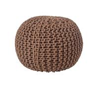 HOMESCAPES Chocolate Brown Knitted Pouffe Footstool Bean Filled 100% Cotton for Living Room Children or the Elderly
