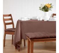 HOMESCAPES Brown Table Cloth, Plain Cotton Tablecloth, Rectangular, Handcrafted & Durable Dining Table Cover with Hem Stitch, Hypoallergenic, Washable, Chocolate Brown - 137 x 178cm