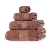 HOMESCAPES Chocolate Brown Turkish Cotton 4 Piece Towel Set Soft & Absorbent 500 GSM Heavyweight Face Cloth, Hand Towel, Bath Towel & Bath Sheet Towel Bale