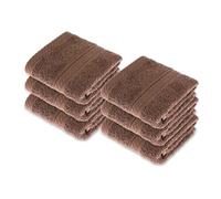 HOMESCAPES Chocolate Brown Turkish Cotton Set of 6 Face Cloths Flannel Super Soft Thick & Absorbent 500 GSM Towel Heavy Weight for everyday Luxury
