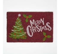 Homescapes Christmas Tree Non-Slip Coir Doormat, 40 X 60 Cm In Red Red 40 x 60cm