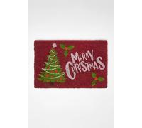 Homescapes Christmas Tree Non-Slip Coir Doormat, 40 X 60 Cm In Red Red 40 x 60cm