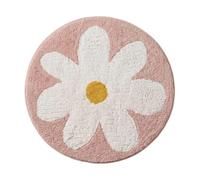 HOMESCAPES Circular Daisy Bath Mat Pink Floral - 70 cm Round