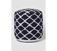 Circular Ikat Round Footstool Homescapes Blue One Size