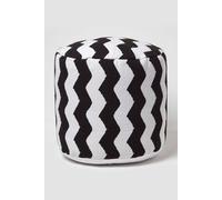 Circular Round Bean Footstool Homescapes Black One Size