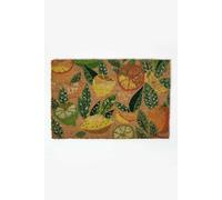 HOMESCAPES Natural Coir Door Mats, Citrus Fruits Heavy Duty Dirt Trapper, Non-Slip Door Mats Indoor Outdoor, 60 x 40 cm, PVC Reverse, Large Rugs For Entrance & Entryways - Lemons, Limes & Oranges