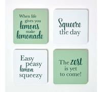 HOMESCAPES Coasters with Citrus Design, Set of 4