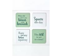 Homescapes Coasters With Citrus Design, Set Of 4 In Green Green