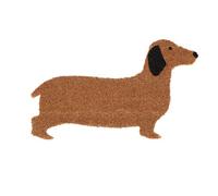 HOMESCAPES Dachshund Dog Shape Coir Door Mat 45 x 75 cm with Rubber Non-Slip Back Indoor and Outdoor Doormat