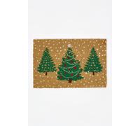 HOMESCAPES Christmas Door Mat, Xmas Pine Trees in Snowfall Coir Door Mats, Non-slip PVC Backing, Durable Heavy Duty Dirt-Trapper Doormat Indoor Outdoor for Entryways, Front door & Entrances 60x40cm