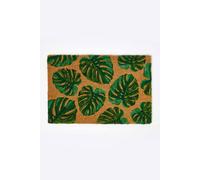 Homescapes Coir Doormat Green Tropical Leaves, 40 X 60 Cm Green 40cm x 60cm