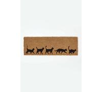 Homescapes Coir Doormat With Cat Silhouettes, 25 X 75 Cm In Natural Natural 25cm x 75cm