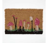 Homescapes Coir Doormat with Red Mushroom Pattern, 40 x 60 cm | Size: 40 cm x 60 cm Homescapes Red 40 cm x 60 cm