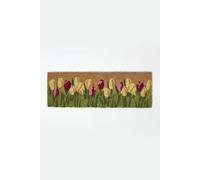 HOMESCAPES Natural Coir Door Mats, Floral Tulips Heavy Duty Dirt Trapper, Non-Slip Door Mats Indoor Outdoor, 75 x 25 cm, Large Rugs For Entrance & Entryways With PVC Reverse