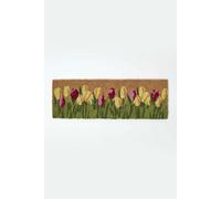 HOMESCAPES Natural Coir Door Mats, Floral Tulips Heavy Duty Dirt Trapper, Non-Slip Door Mats Indoor Outdoor, 75 x 25 cm, Large Rugs For Entrance & Entryways With PVC Reverse