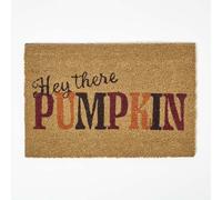 HOMESCAPES Coir Doormats, Autumn Door Mats Outdoor, Non Slip PVC Backing, Durable Heavy Duty Dirt-Trapper, Welcome Mat Indoor Outdoors Use for Home Front Entryways & Entrances, Hey There Pumpkin