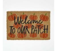 HOMESCAPES Coir Doormats, Autumn Door Mats Outdoor, Non Slip PVC Backing, Durable Heavy Duty Dirt-Trapper, Welcome Mat Indoor Outdoors Use for Home Front Entryways & Entrances, Pumpkins Patch