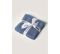 HOMESCAPES Denim Blue Set of 2 Face Cloths 700 GSM Combed 100% Egyptian Cotton Towel 30 x 30 cm