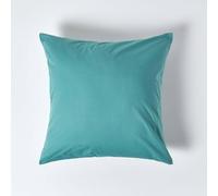 HOMESCAPES Teal Pure Egyptian Cotton Euro Size Pillowcase 60 x 60 cm 200 TC 400 Thread Count Percale Equivalent Large Square Pillow Case with Zip
