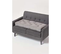 HOMESCAPES Charcoal Grey 2 Seater Booster Cushion Large Firm 100 cm Wide Seat Pad with Supportive 10 cm Thick Lift for Sofa or Bench Cotton Long Cushion for the Elderly, Post Surgery & Pregnancy