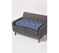 HOMESCAPES Navy Blue 2 Seater Booster Cushion Large Firm 100 cm Wide Seat Pad with Supportive 10 cm Thick Lift for Sofa or Bench Cotton Long Cushion for the Elderly, Post Surgery & Pregnancy