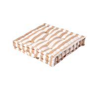 Homescapes Cotton Beige Thick Stripe Floor Cushion, 50 X 50 Cm