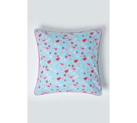 Homescapes Cotton Birds & Flower Cushion Cover in Blue | Size: 60 cm x 60 cm Homescapes Blue 60 cm x 60 cm