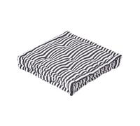 HOMESCAPES - Pin Stripe Black - 100% Cotton - Floor Cushion - Black and White - 40 x 40 x 8 cm Square - Indoor - Garden - Dining Chair Booster - Seat Pad Cushion