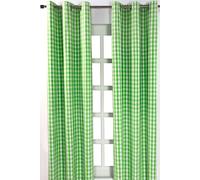 Homescapes 100% Cotton Green Gingham Eyelet Curtains - 117 cm Wide x 137 cm Drop (46” x 54”) Block Check Pattern Country Style Curtains for Kitchen, Bedroom or Living Room