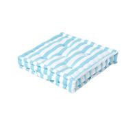 Homescapes Cotton Blue Thick Stripe Floor Cushion, 40 X 40 Cm