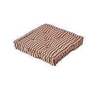 Homescapes Cotton Brown And Beige Thin Stripe Floor Cushion, 50 X 50 Cm