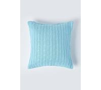 Homescapes Cotton Cable Knit Pastel Blue Cushion Cover, 45 X 45 Cm