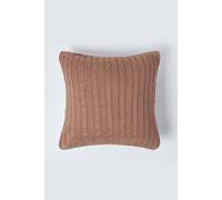 HOMESCAPES - Cable Knit - Cushion Cover Chocolate Brown - 100% Cotton - 18 x 18 Inches - Washable