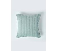 Homescapes Cotton Cable Knit Cushion Cover, 45 X 45 Cm In Duck Egg Blue Duck Egg Blue