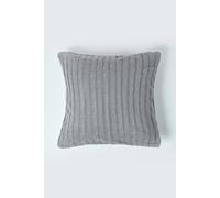 HOMESCAPES - Cable Knit - Cushion Cover Grey - 100% Cotton - 18 x 18 Inches - Washable