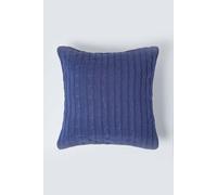 HOMESCAPES - Cable Knit - Cushion Cover Navy - 100% Cotton - 18 x 18 Inches - Washable