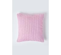 Homescapes Cotton Cable Knit Cushion Cover, 45 X 45 Cm In Pink Pink 45cm x 45cm