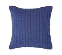 Homescapes Cotton Cable Knit Navy Blue Cushion Cover, 45 X 45 Cm