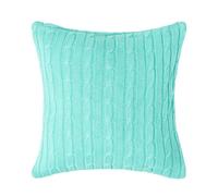 Homescapes Cotton Cable Knit Pastel Green Cushion Cover, 45 X 45 Cm